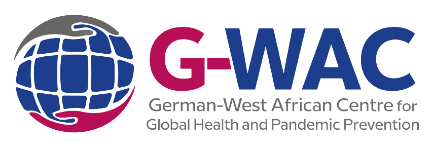 Logo des German-West African Centre. Schematische Darstellung einer Erdkugel, die jeweils von oben und von unten von einer Hand gehalten wird.