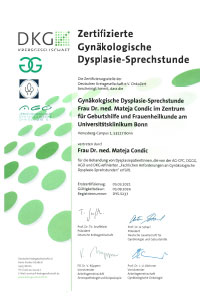 Zertifikat Gynäkologische Displasie Sprechstunde