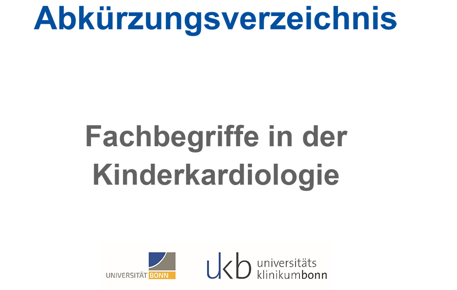 Kinderklinik Abkuerzungsverzeichnis