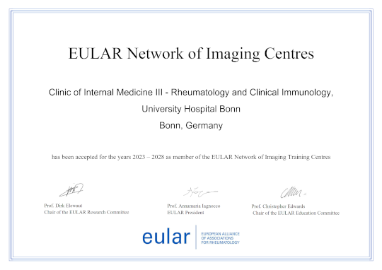 Eular Training Centre Certificate