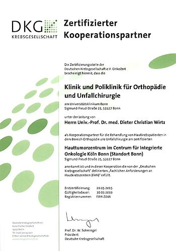 Orthopädie und Unfallchirurgie, Zertifikat
