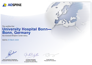 Aospine, Orthopädie und Unfallchirurgie, Zertifikat