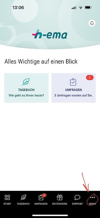 HEma App Bildschirmfoto Startseite