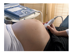 Bauch Ultraschall Untersuchung bei Patientin